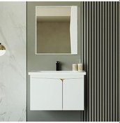 Resim Denko Erel 85 CM Mdf Beyaz Banyo Dolabı Takımı 