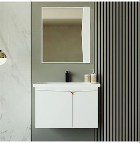 Resim Denko Erel 85 CM Mdf Beyaz Banyo Dolabı Takımı 