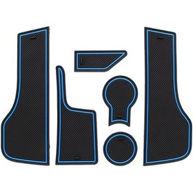 Resim Ranyeek Lada Vesta İç Döşeme Kapı Yuva Paspası 6'lı Set - Siyah Taban Mavi Kenar - Kaymazsız, Su Geçirmez, Toz Engellici Cnc Hassas Üretimli Pvc Mat 