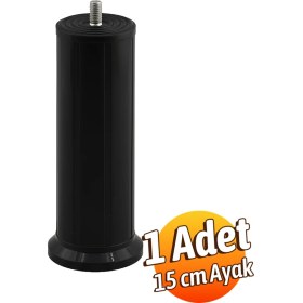 Resim Badem10 Keson 15 cm Siyah Plastik Mobilya Baza Tv Ünitesi Yükseltme Ayağı Robot Süpürge Uyumlu 