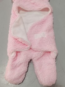 Resim Lamb Plush Sleeping Bag Newborn Baby Swaddling Quilt - Pink / 55x65cm 