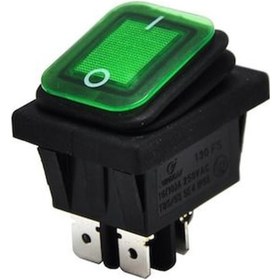 Resim Ic-104W Geniş Körüklü Işıklı Yeşil Anahtar On-Off 4 Uçlu 220V 