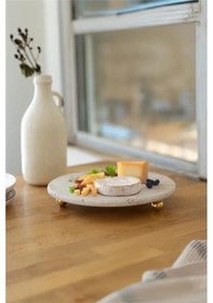 Resim Akayev Traverten 28 Cm Altın Boncuk Ayaklı Sunumluk Çok Renkli 