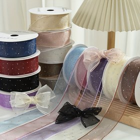 Resim 900cm Işıltılı Taşlı Şeffaf Kurdele - DIY Fiyonklar, Hediye Paketleme, Pasta Süsleme & Çiçek Düzenlemeleri için Mükemmel - Beyaz/Siyah 