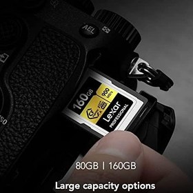 Resim Lexar 160GB Profesyonel CFexpress Tip A Altın Serisi Hafıza Kartı, 900MB/s'ye Kadar Okuma, Sinema Kalitesi 8K Video, Dereceli VPG 400 (LCAGOLD160G-RNENG) 