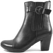 Resim Onlo Ayakkabı H.6611 Hakiki Deri Siyah Kalın Topuklu Kadın Bot Siyah 