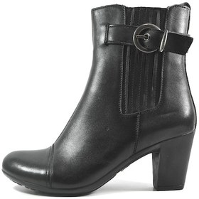 Resim Onlo Ayakkabı H.6611 Hakiki Deri Siyah Kalın Topuklu Kadın Bot Siyah 