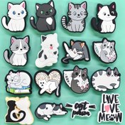 Resim 16 Parça Sevimli Kedi Temalı Ayakkabı Süsleri Seti - Renkli & Sevimli Karikatür Kedi Pozları, Terlikler & Sandaletler İçin İdeal - Kedi Severler İçin Mükemmel Doğum Günü Hediyesi, Kedi Aksesuarları 