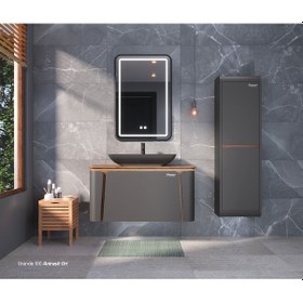 Resim Shower Grande 100 Cm Antrasit Gri Banyo Dolabı Antrasit - Gri 