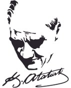 Resim AsyaReklam Atatürk İmza Slüet Sticker (25x20cm) 
