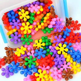 Resim 60/100/200 adet 3D Kar Tanesi DIY Bağlantılı Yapı Blokları Seti - Paskalya, Noel ve Cadılar Bayramı Hediye Verme için Eğitici Plastik Montaj Oyuncak 