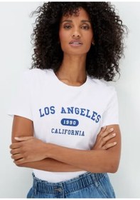 Resim 2471 Baskılı Beyaz Kadın T-shirt -90 Beyaz 