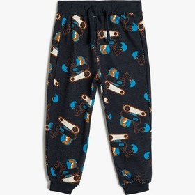 Resim Koton Pamuklu Eşofman Altı Baskılı Beli Bağcıklı Şardonlu Lacivert Desenli 5wmb40057tk Lacivert 