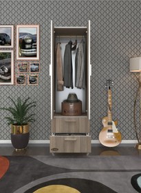 Resim Kenzlife Gardırop 2 Kapaklı Kapılı 2 Çekmeceli Kamelya 168*50*42 Crd Ayaklı Gardolap Dolap 