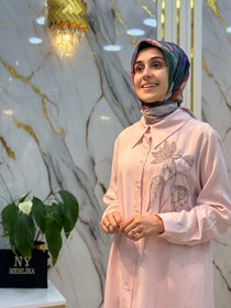 Resim AYŞE AKAY MODA NAKIŞ İŞLEMELİ TENSEL GÖMLEK 5106 - Pembe / 2. (42-44) 