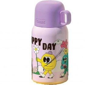 Resim Shotay ST-8817 480ml Askılı Silikon Kılıflı Pipetli Desenli Mor Çelik Matara 