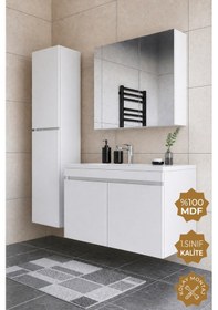 Resim Teta Home Tokyo 100 Cm Mdf Banyo Dolabı Seti + Boy Dolabı Beyaz 