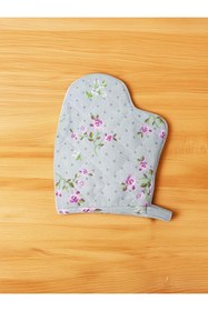 Resim Magic Lady Çiçek Baskılı Gri Yanmaz Çift Fırın Eldiveni 
