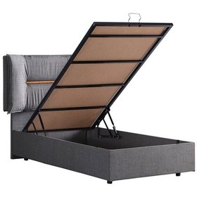 Resim Setaymobilya Baza, Lizbon Tek Kişilik Baza + Başlık + Comfort Yatak, Gri 