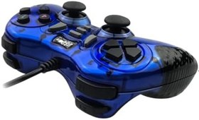 Resim 12 Fonksiyon Tuşulu Double Shock Usb pc bilgisayar Oyun Kolu mavi 