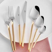 Resim Jumbo 5100 Quartz Altın 84 Parça 12 Kişilik Çatal Kaşık Bıçak Seti 
