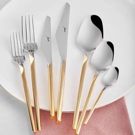 Resim Jumbo 5100 Quartz Altın 84 Parça 12 Kişilik Çatal Kaşık Bıçak Seti 