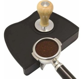 Resim Espresso Barista Tamper Temper Tamping Mat Düz Taban Siyah Silikon 
