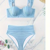Resim Avrupa ve Amerikan Seksili Dantel Yüksek Bel Bikini Seti 