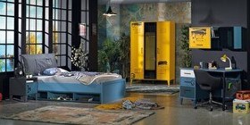 Resim Bengi Ticaret Takım Urlu 13088 Mix Sarı Dolap Çalışma Masası Karola Komodin Şifonyer Koltuk 