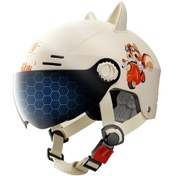 Resim Erkek Ve Kız Elektrikli Motosiklet Çocuk Kış Mevsimi Bebek Güvenliği Yarım Kask Yeni Ulusal Standart 3c Kayısı Renkli Kedi Kulakları 2-16 Yaş Arası Giyilebilir Güneş Koruyucu Kısa Ayna 