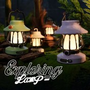 Resim USB Şarj Edilebilir LED Kamp Lambası, Taşınabilir Çadır Lambası Sonsuz Karartma, Renk Sıcaklığı Ayarı - Dayanıklı ABS, Balıkçılık, Pazar Tezgahı, Acil Aydınlatma İçin Vintage Tasarım - Altın 