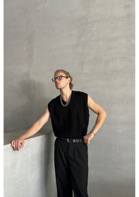 Resim Erkek V Yaka Oversize Süveter Siyah 