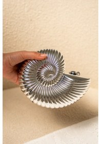 Resim Laminta Salyangoz Detaylı Abiye Çanta - Silver Silver 