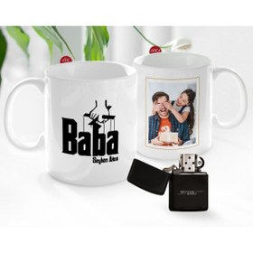 Resim Bk Gift Kişiye Özel Babalar Günü Hediyesi Fotoğraflı Kupa Bardak Ve Benzinli Çakmak Seti-6 
