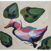 Resim Ördek Tablosu Akrilik El Yapımı 12x12cm 