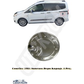 Resim Ueskrom Ford Courier Uyumlu Krom Depo Kapağı 2014 Sonrası Paslanmaz Çelik 