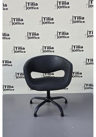 Resim Flora Kesim Tarama Çalışma Bekleme Koltuğu Siyah Yonca Sabit Ayak Siyah 