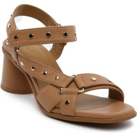 Resim Greyder 34490 Taba Hakiki Deri Kadın Topuklu Sandalet-1023 Taba 