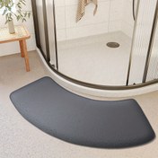 Resim Yarım Daire Düz Renkli Duş Paspası, Kaymaz Banyo Zemin Halısı, Mercan Polar Emici Ayak Pedi, PVC Tabanlı Makine Yapımı Polyester Halı, Hafif Düşük Kazık Örgü Dokuma, Sadece Elde Yıkama 
