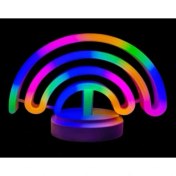 Resim Neon Işıklı Gökkuşağı Masa Gece Lambası Pil+Usb 