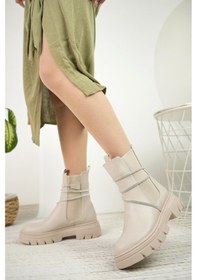 Resim Nesil Shoes Fncy 205 Bej Çift Lastikli Kadın Bot-bej Bej 