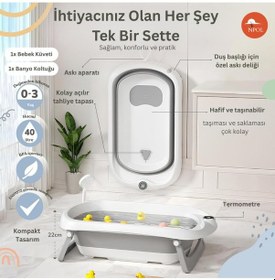 Resim Thermae Katlanabilir Bebek Küveti, Kaymaz Banyo Koltuğu - Termometreli Yenidoğan Küveti 