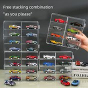 Resim 1/64 Ölçeği Matchbox Tekerlek Alaşım Araba Modeli Ekran Kutusu 8 Tren Kutusu Araba Modelleri Depolama Rafı Tutabilir 