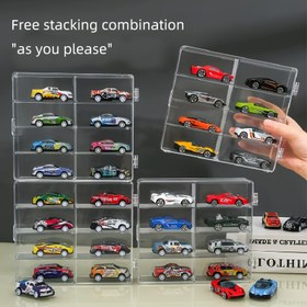 Resim 1/64 Ölçeği Matchbox Tekerlek Alaşım Araba Modeli Ekran Kutusu 8 Tren Kutusu Araba Modelleri Depolama Rafı Tutabilir 