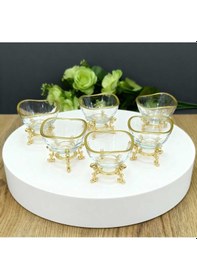 Resim Çnr Home Collection 6' Lı Lüx Kahve Yani Mini Lokumluk Şekerlik Sosluk Gold 