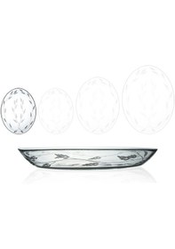 Resim Decocia 2 Adet 25cm Oval Cam Salata Sunum Tabağı Sürgün Desenli 