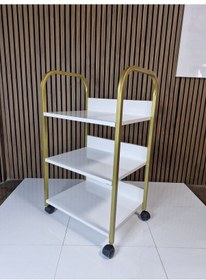 Resim Beyaz Raflı Gold Detay Etejer 