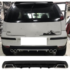 Resim Opel Corsa C Uyumlu Siyah Difüzör Çiftli Kare Egzoz Görünümlü D Tip Difizör 