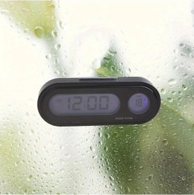 Resim Fochsia Siyah 1 Adet Araba Saati Lcd Arka Işıklı Dijital Termometreli Kombine Araç Aksesuarı 