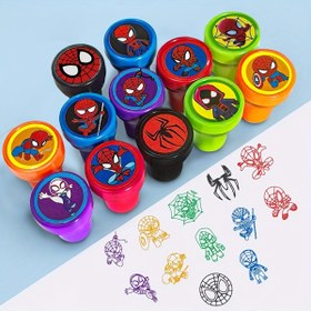 Resim DISNEY Ürünleri - 12 Parça Marvel Örümcek Adam Temalı Damga Seti, Karakterli Çizgi Film Damgaları, Gençler İçin Okul Malzemeleri ve Hediye, Anime Temalı Okula Dönüş Hediyesi 